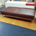 Brown Leather Bench Ottoman w/ Chrome Legs
